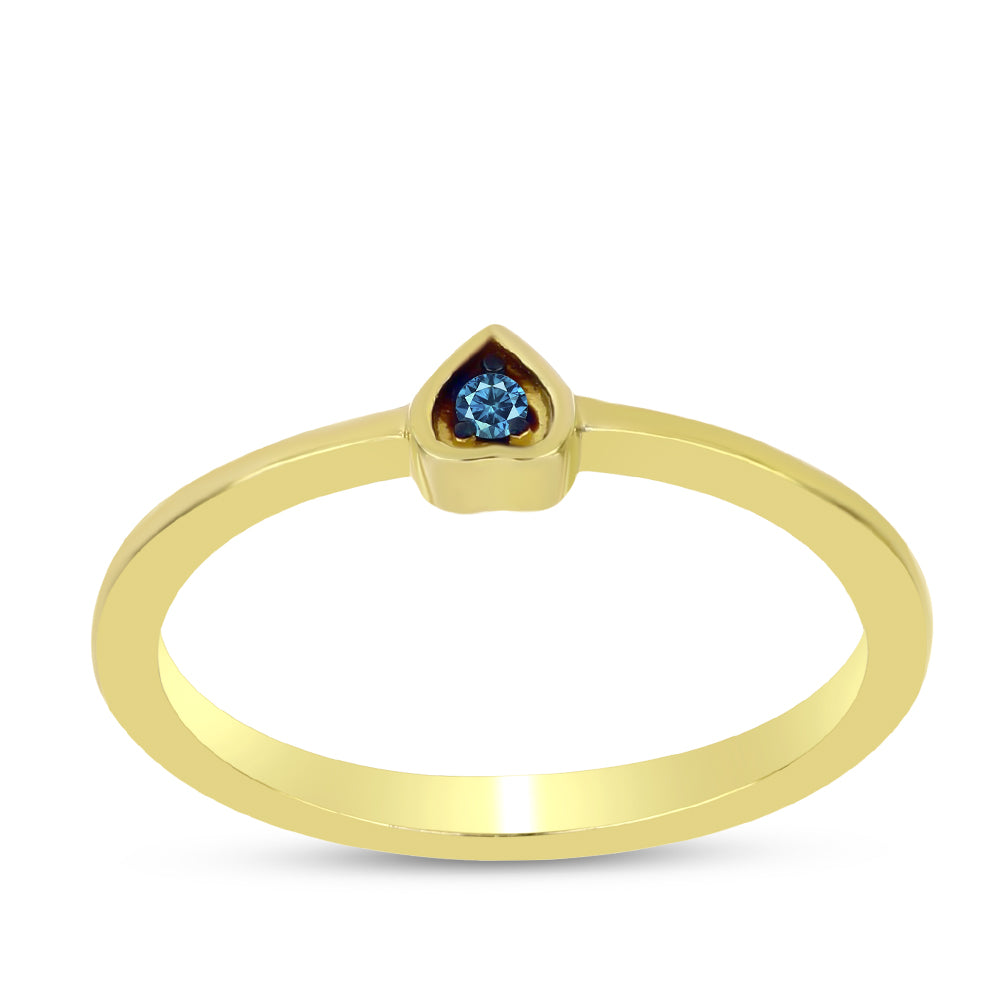 Anillo de Plata Bañada en Oro con Diamante Azul 3 