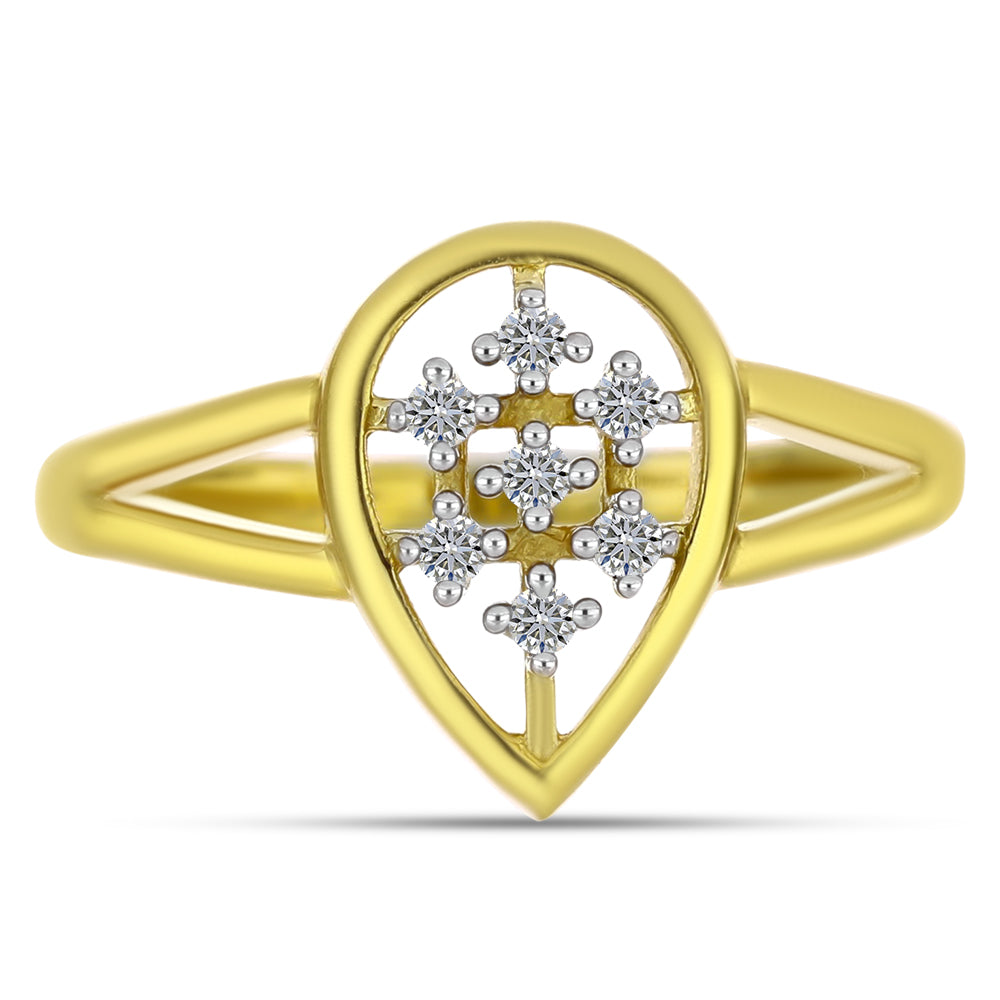 Anillo de Plata Bañada en Oro con Diamante blanco 1 
