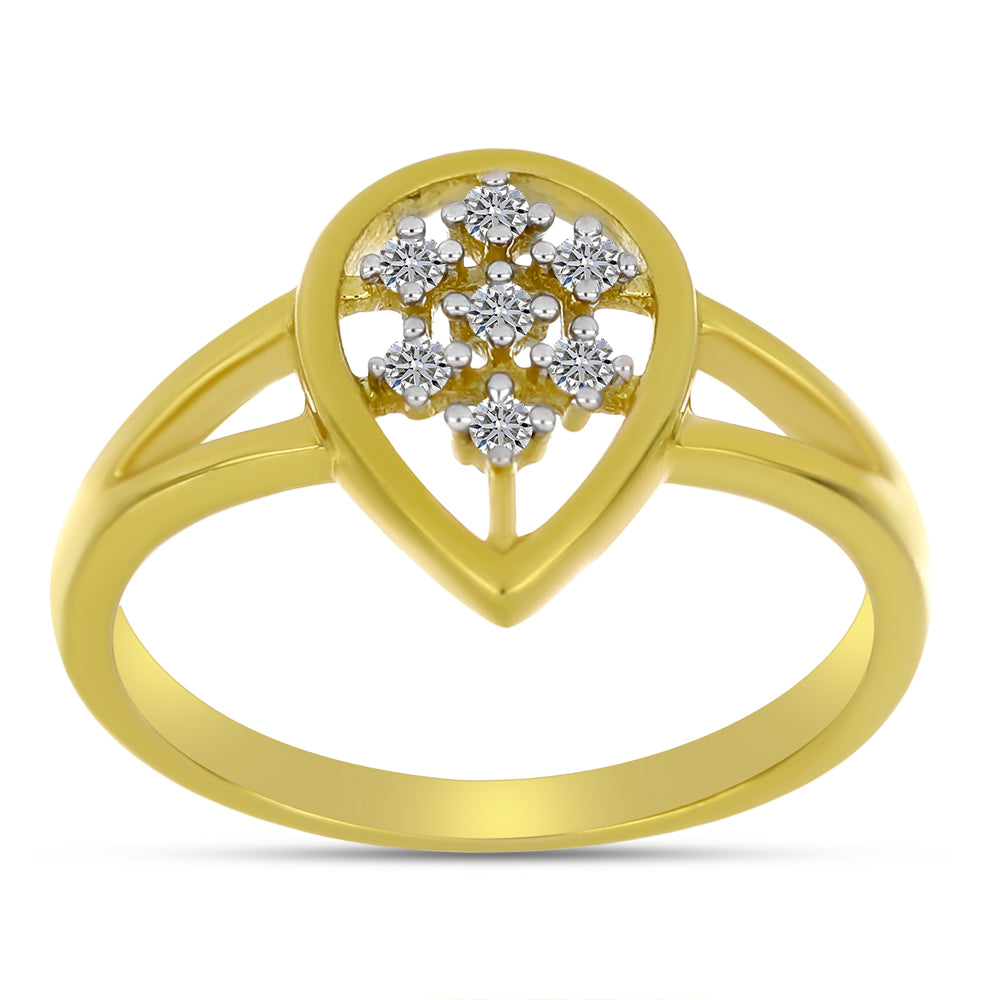 Anillo de Plata Bañada en Oro con Diamante blanco 3 