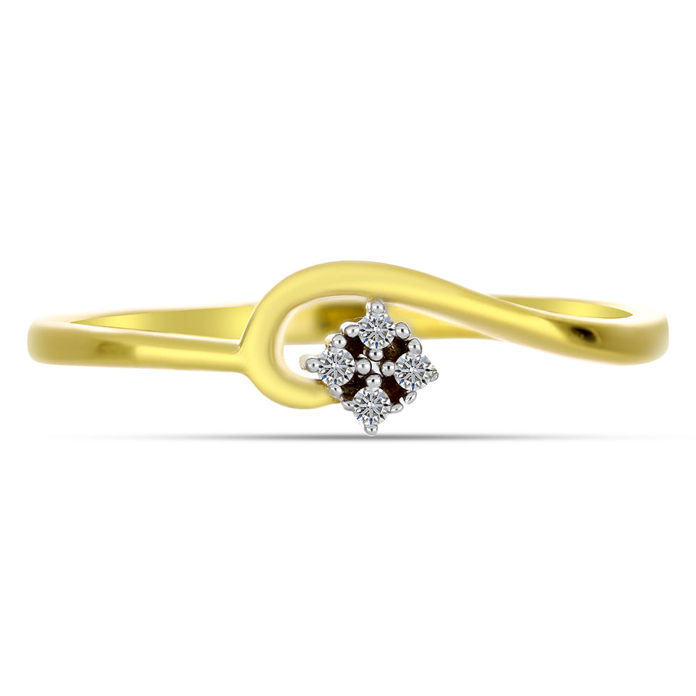 Anillo de Plata Bañada en Oro con Diamante blanco 1 