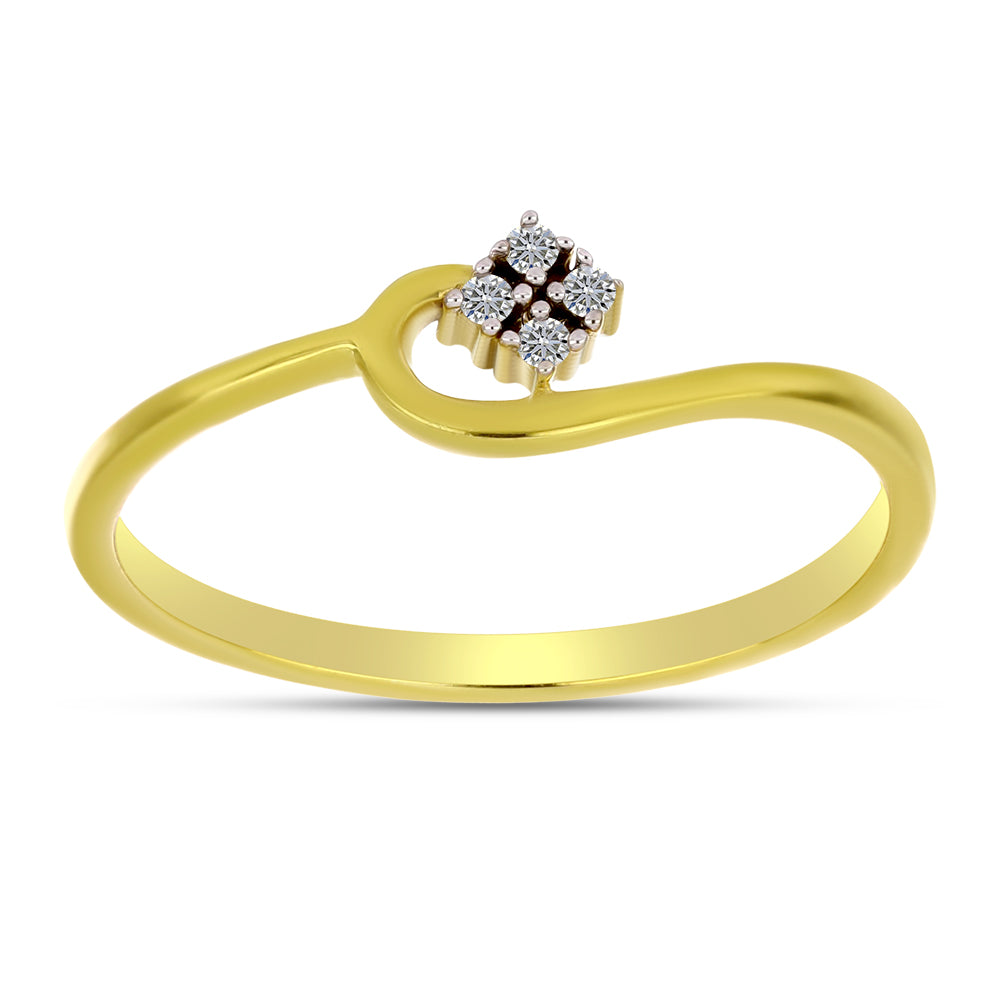 Anillo de Plata Bañada en Oro con Diamante blanco 3 