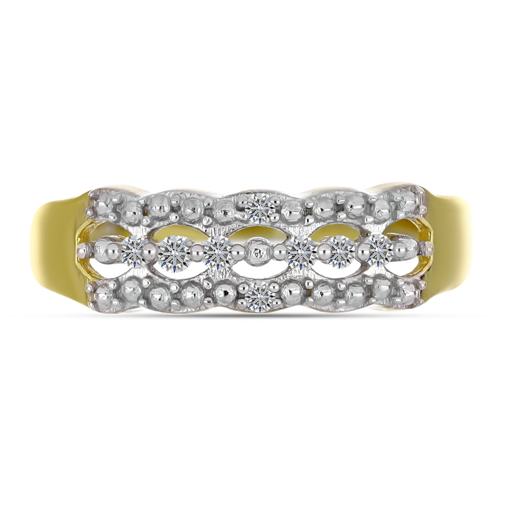 Anillo de Plata Bañada en Oro con Diamante blanco 1 