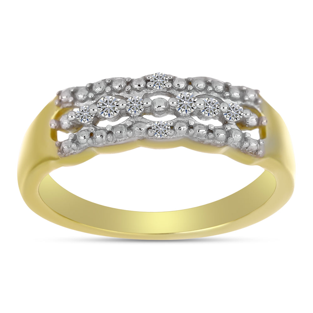 Anillo de Plata Bañada en Oro con Diamante blanco