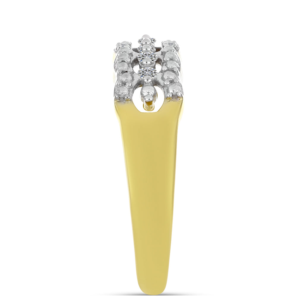Anillo de Plata Bañada en Oro con Diamante blanco 8 