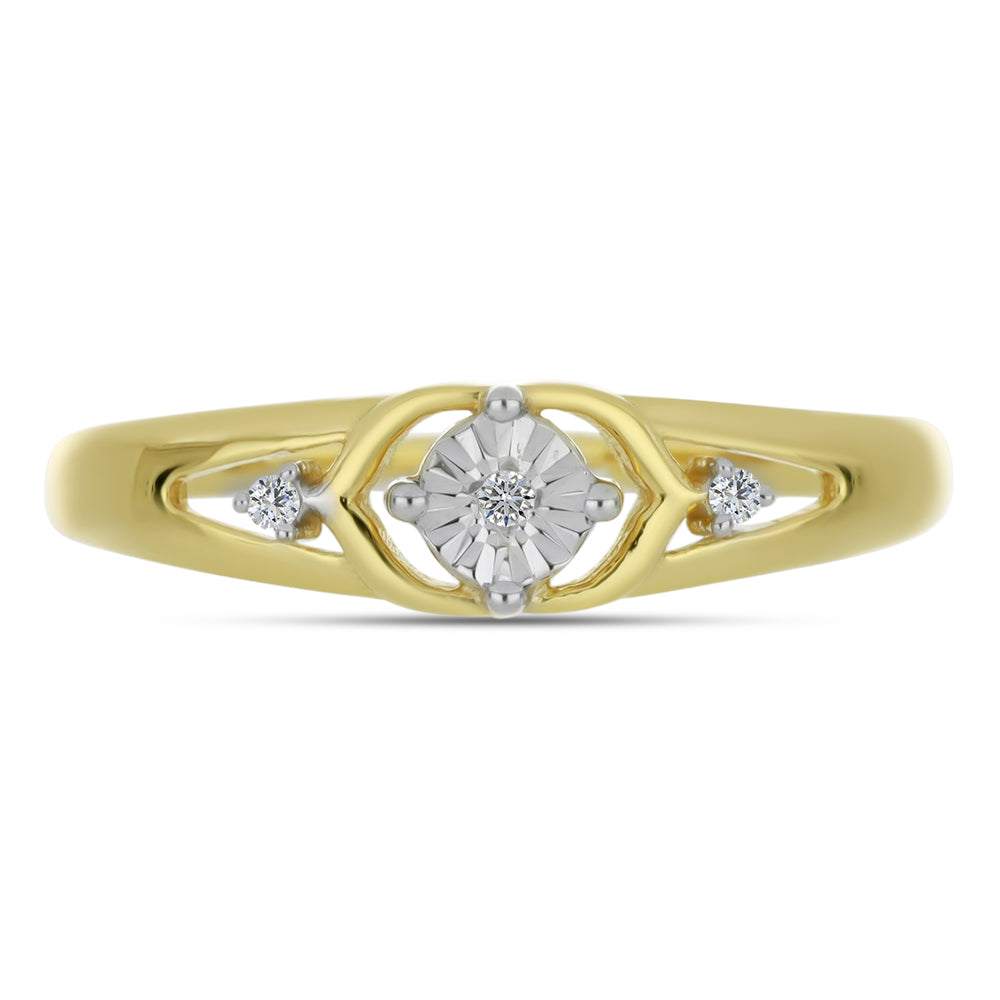Anillo de Plata Bañada en Oro con Diamante blanco y Zircón Blanco 1 