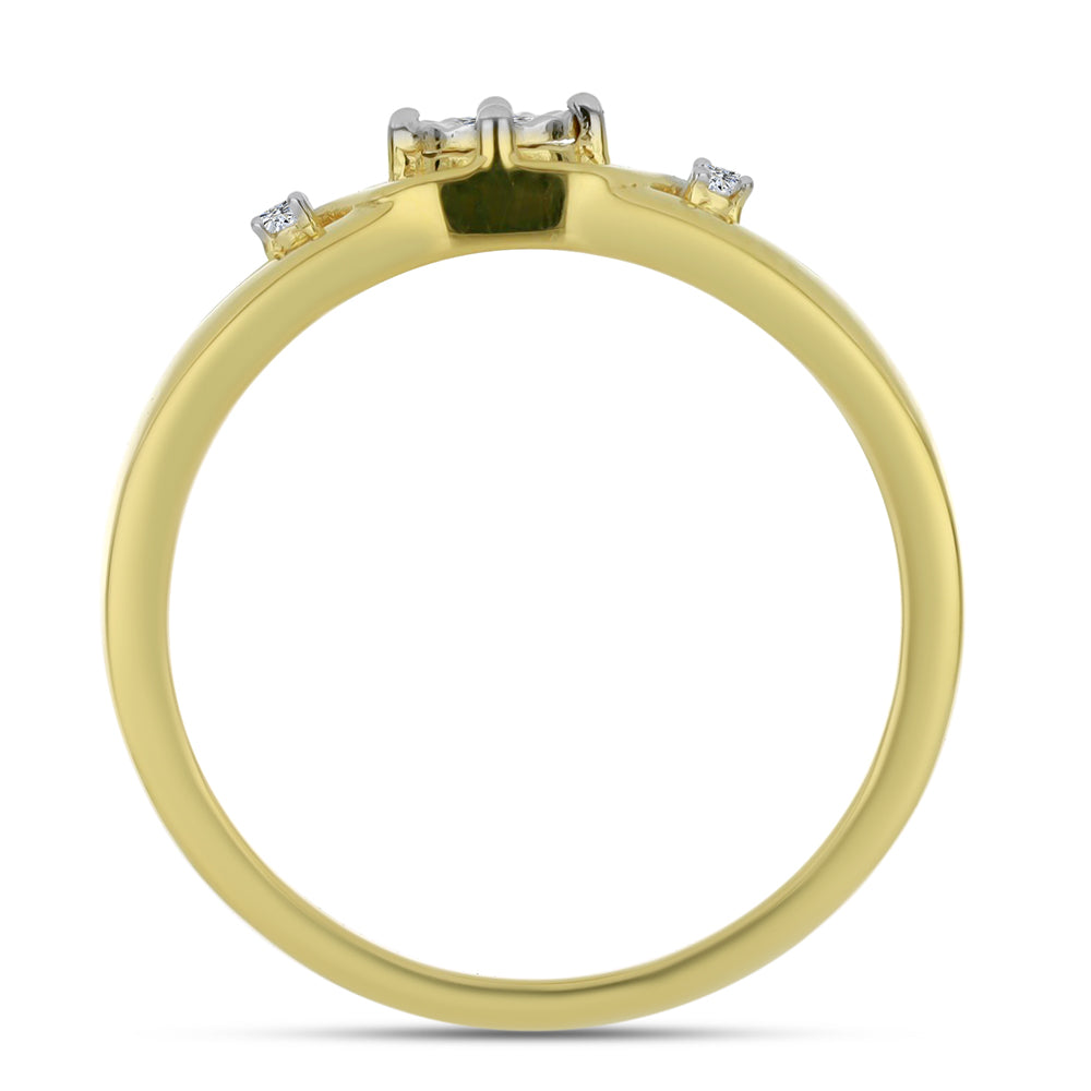 Anillo de Plata Bañada en Oro con Diamante blanco y Zircón Blanco 2 