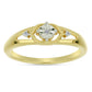 Anillo de Plata Bañada en Oro con Diamante blanco y Zircón Blanco