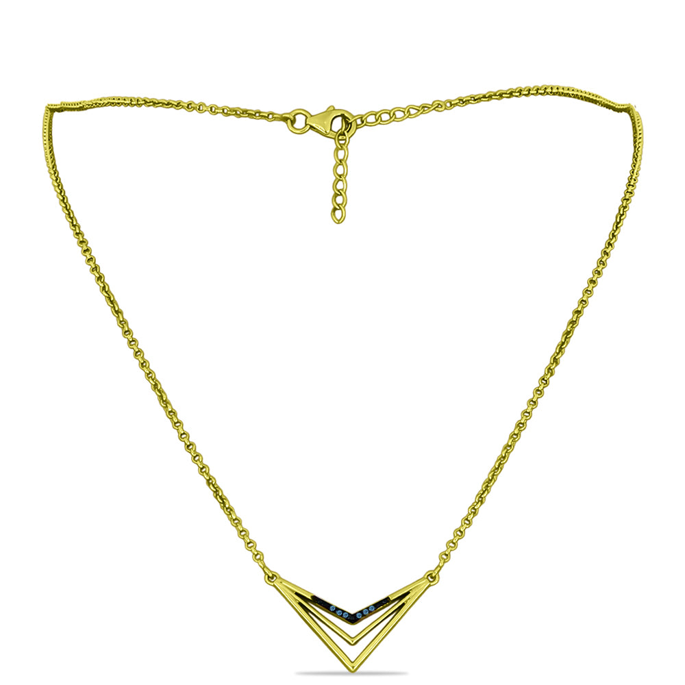 Collar de Plata Bañada en Oro con Diamante Azul 2 