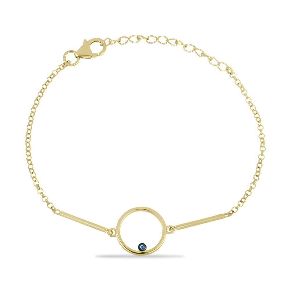 Pulsera de Plata Bañada en Oro con Diamante Azul 1 