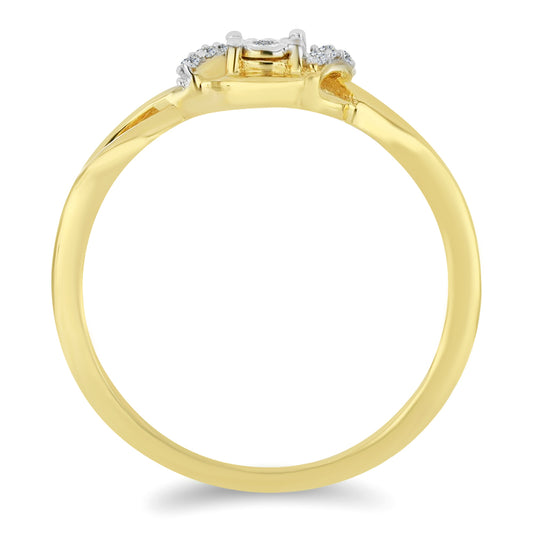 Anillo de Plata Bañada en Oro con Diamante blanco y Zircón Blanco