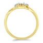 Anillo de Plata Bañada en Oro con Diamante blanco y Zircón Blanco