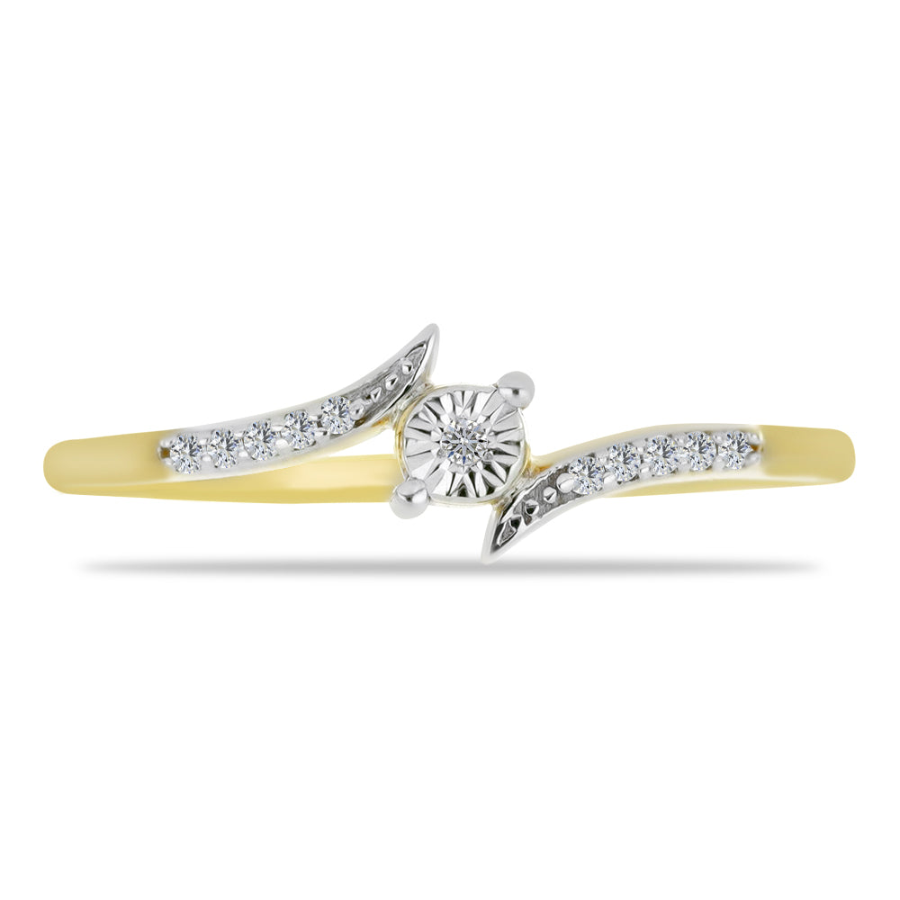 Anillo de Plata Bañada en Oro con Diamante blanco y Zircón Blanco 1 