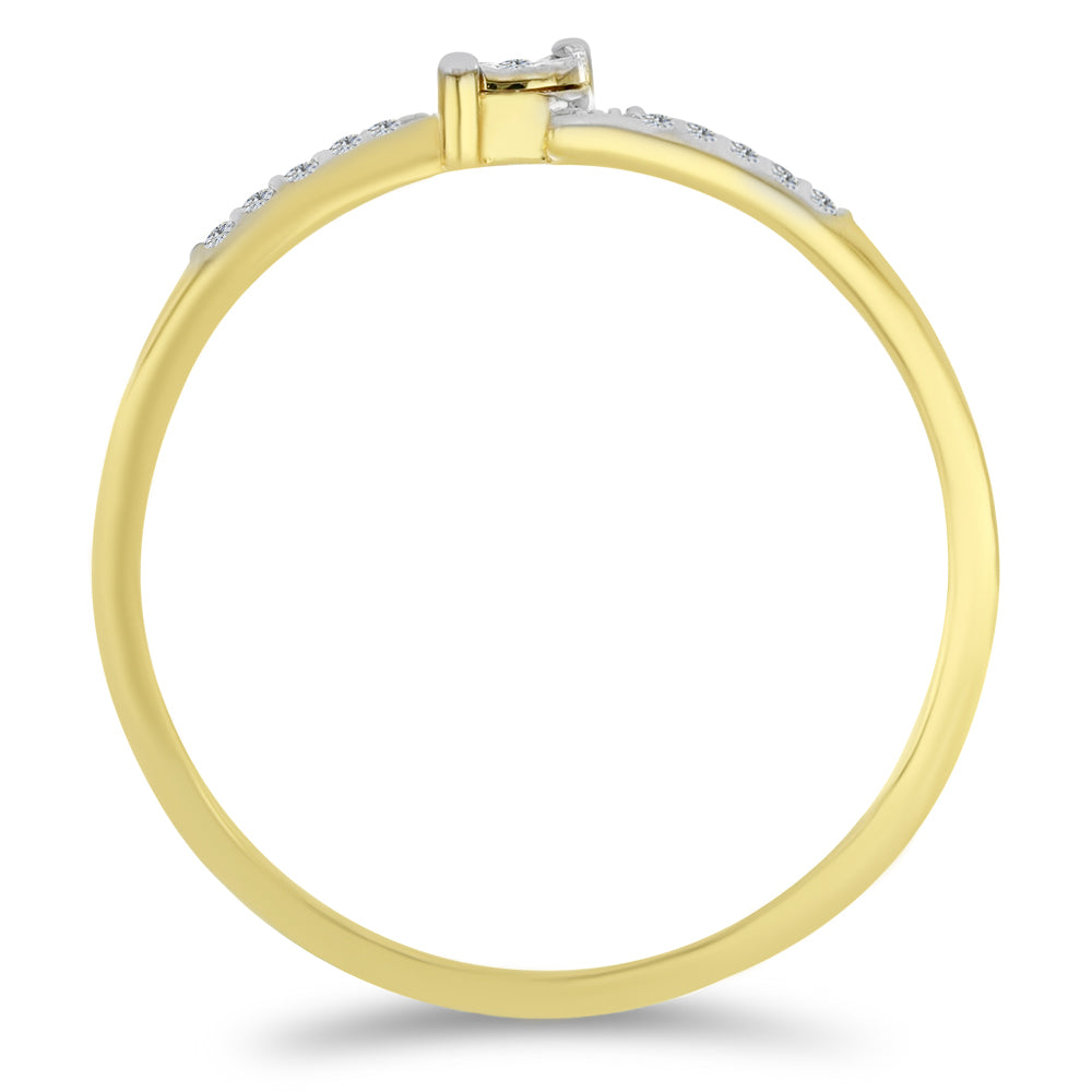 Anillo de Plata Bañada en Oro con Diamante blanco y Zircón Blanco 2 