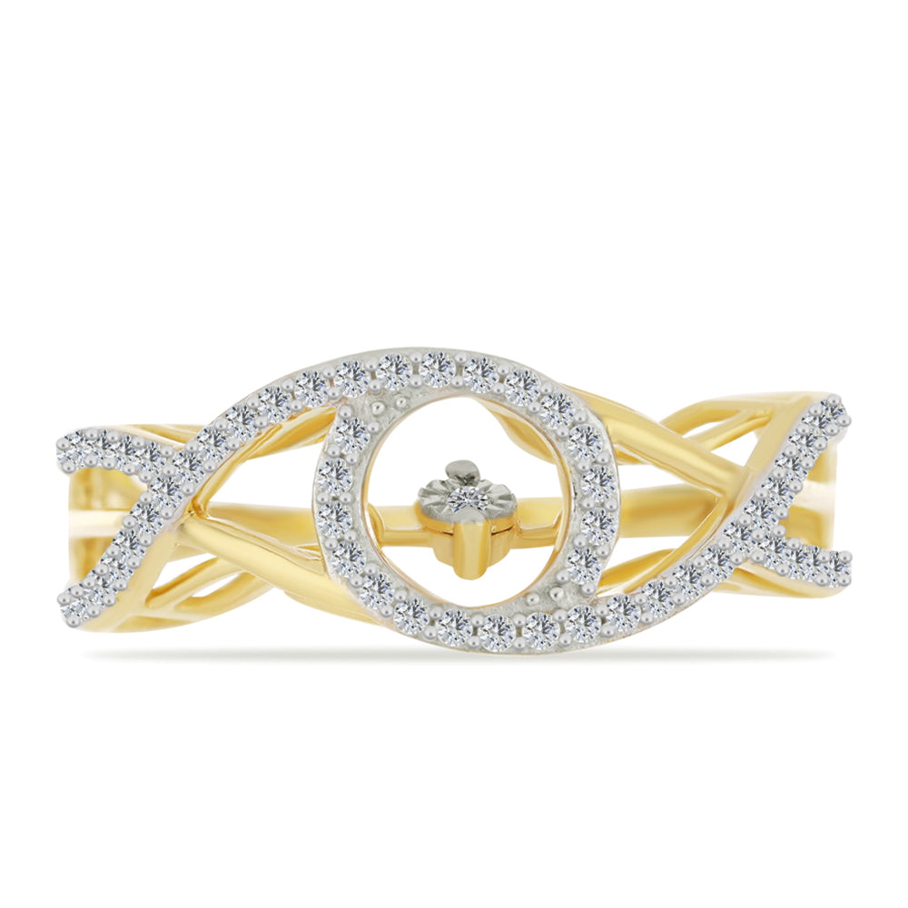 Anillo de Plata Bañada en Oro con Diamante blanco y Zircón Blanco 5 