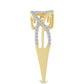 Anillo de Plata Bañada en Oro con Diamante blanco y Zircón Blanco