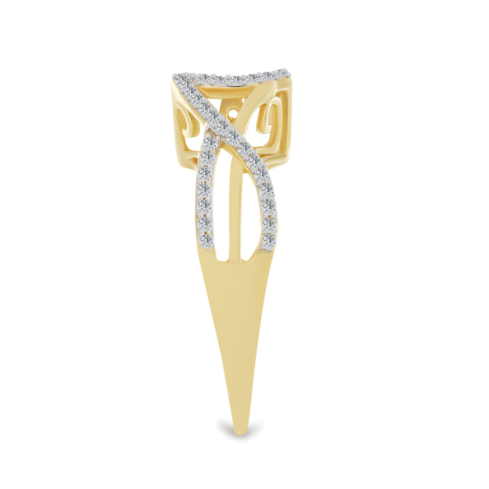 Anillo de Plata Bañada en Oro con Diamante blanco y Zircón Blanco 4 