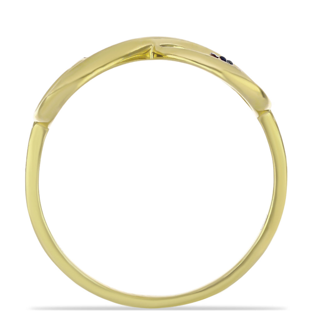 Anillo de Plata Bañada en Oro con Diamante Azul