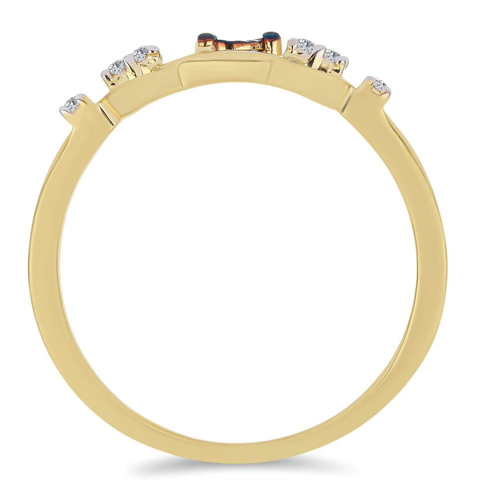 Anillo de Plata Bañada en Oro con Diamante Azul y Zircón Blanco 2 