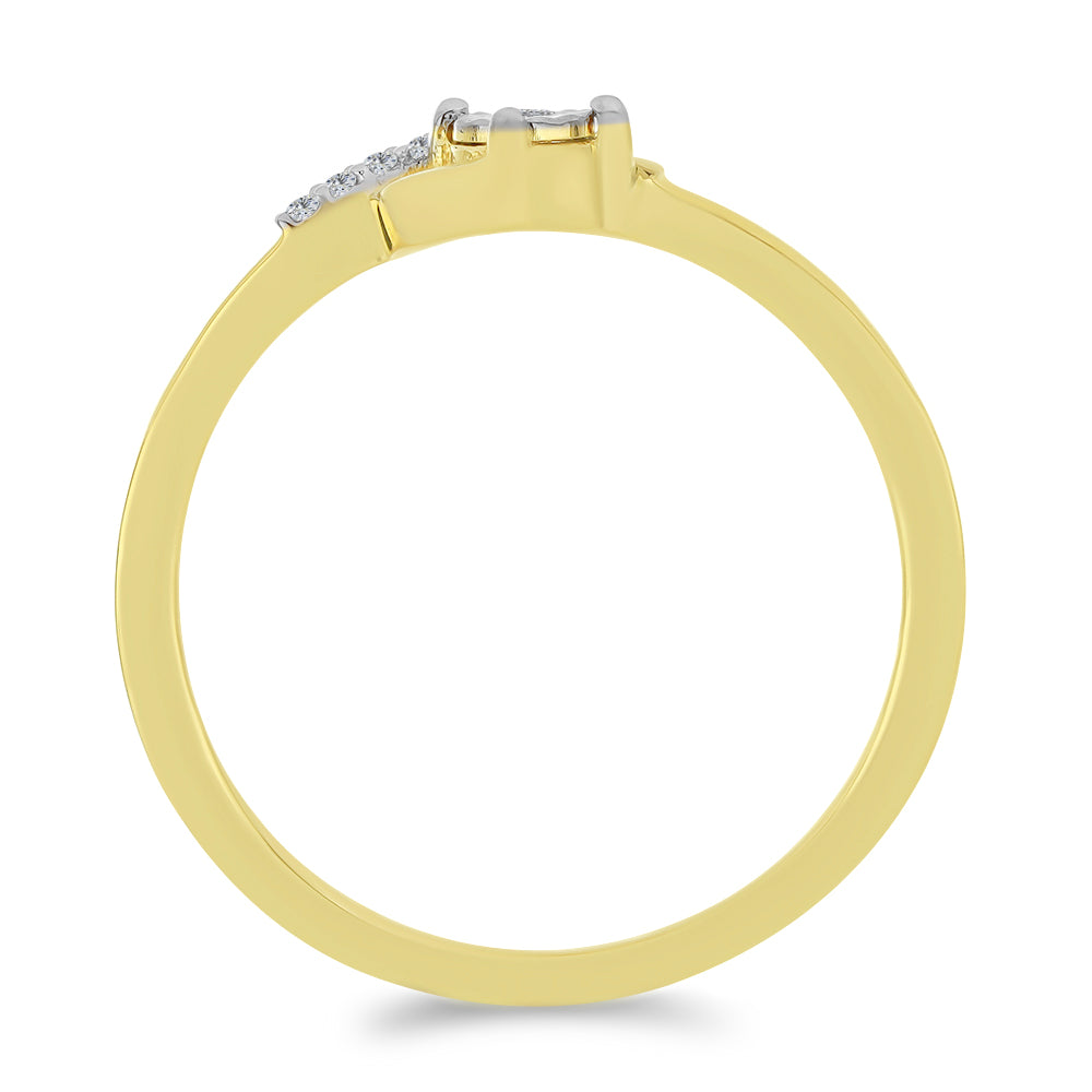 Anillo de Plata Bañada en Oro con Diamante blanco y Zircón Blanco 2 