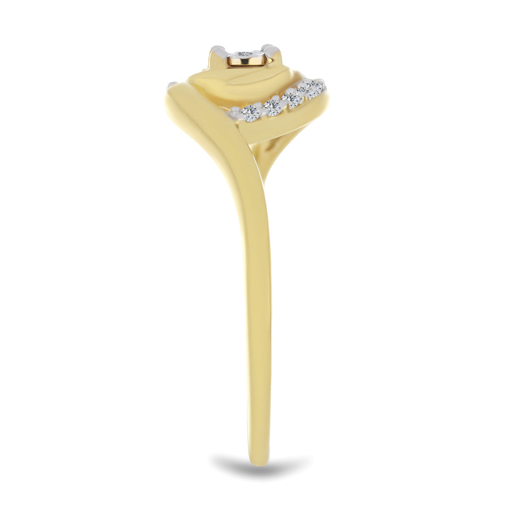 Anillo de Plata Bañada en Oro con Diamante blanco y Zircón Blanco 4 