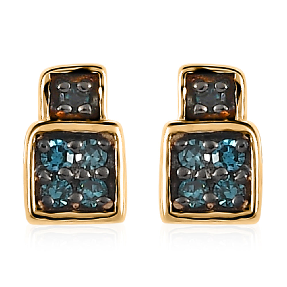 Pendientes de Oro 9K con Diamante Azul