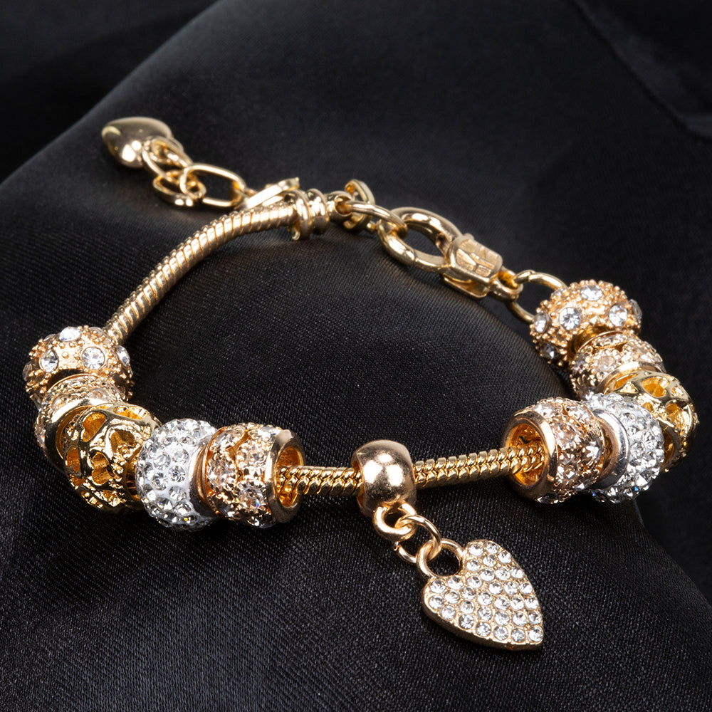 Pulsera de Aleación Bañado en Oro con Cristal Emporia® Blanco