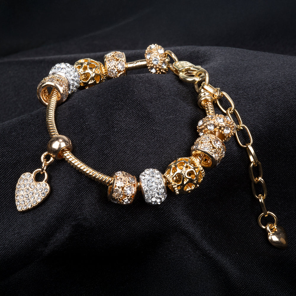 Pulsera de Aleación Bañado en Oro con Cristal Emporia® Blanco 4 