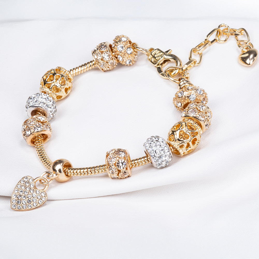Pulsera de Aleación Bañado en Oro con Cristal Emporia® Blanco 8 