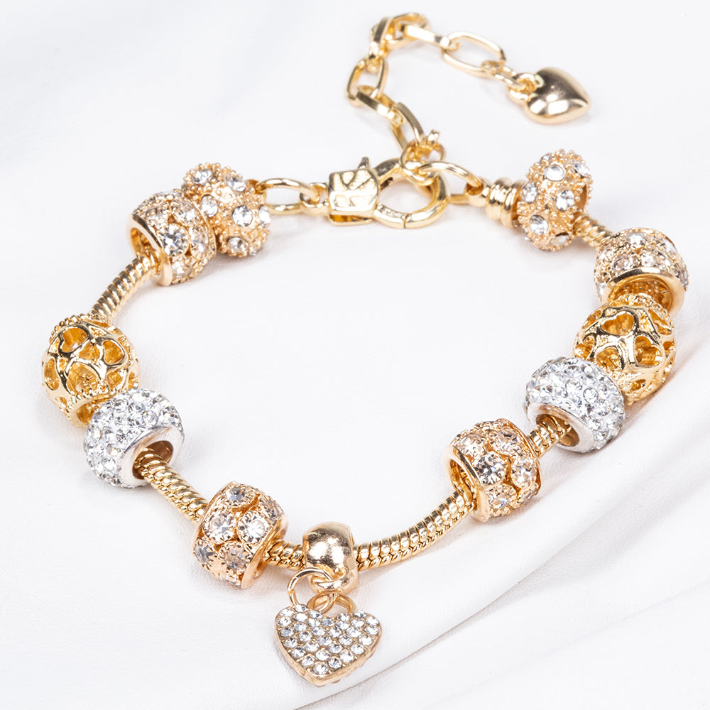 Pulsera de Aleación Bañado en Oro con Cristal Emporia® Blanco 9 