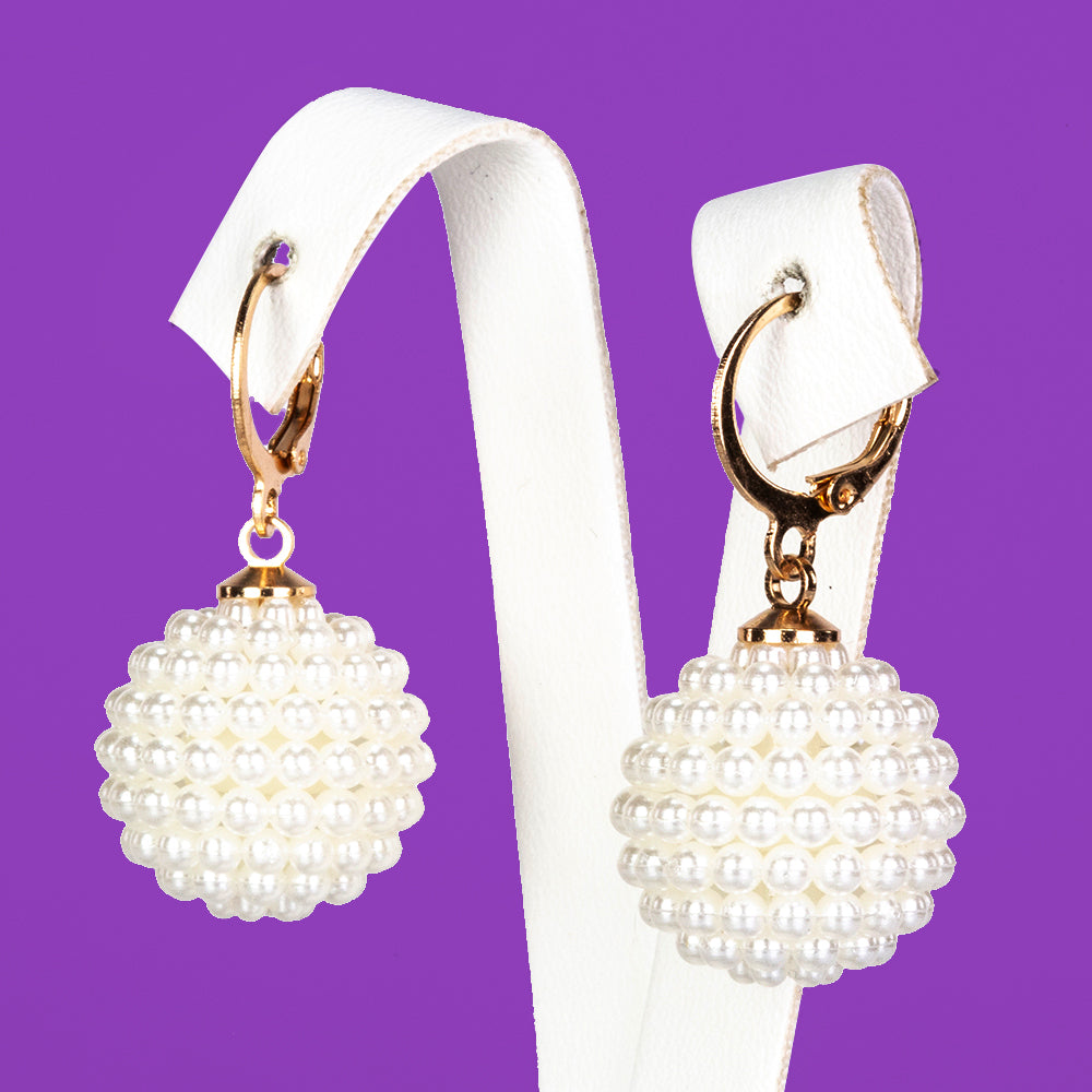 Conjunto de Aleación Bañado en Oro con Perla de cristal ( Collar +Pendientes +Pulsera ) 4 
