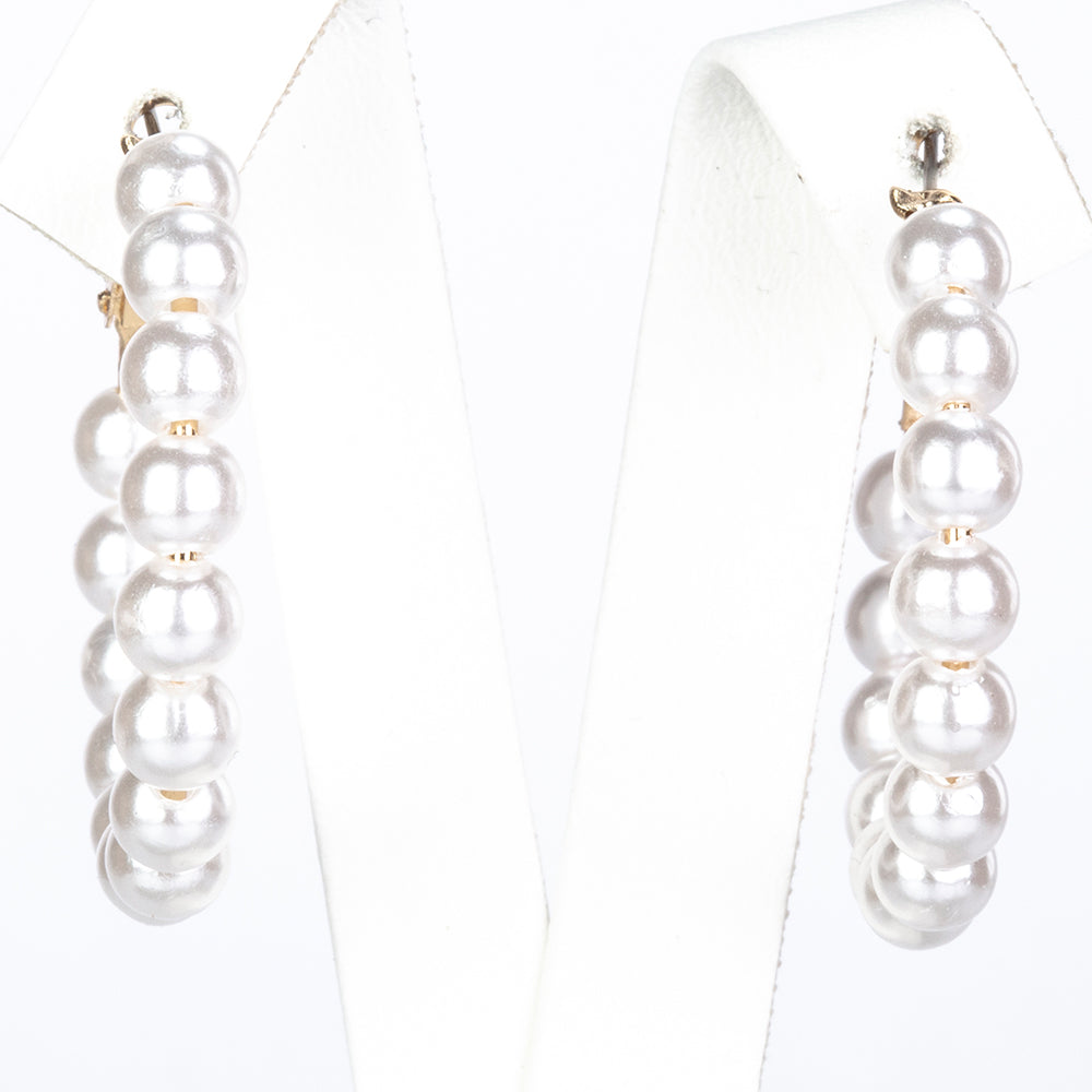 Conjunto de Aleación Bañado en Oro con Perla y Cristal Emporia® Blanco ( Pendientes ) 14 