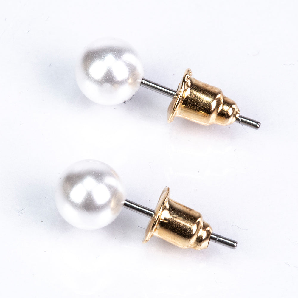 Conjunto de Aleación Bañado en Oro con Perla y Cristal Emporia® Blanco ( Pendientes ) 17 