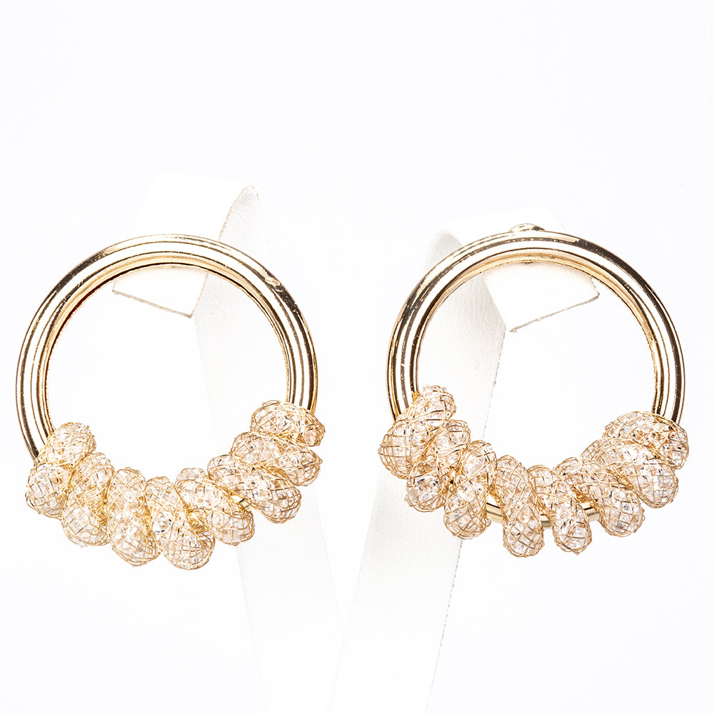 Pendientes de Aleación Bañado en Oro con Cristal Emporia® Blanco 2 