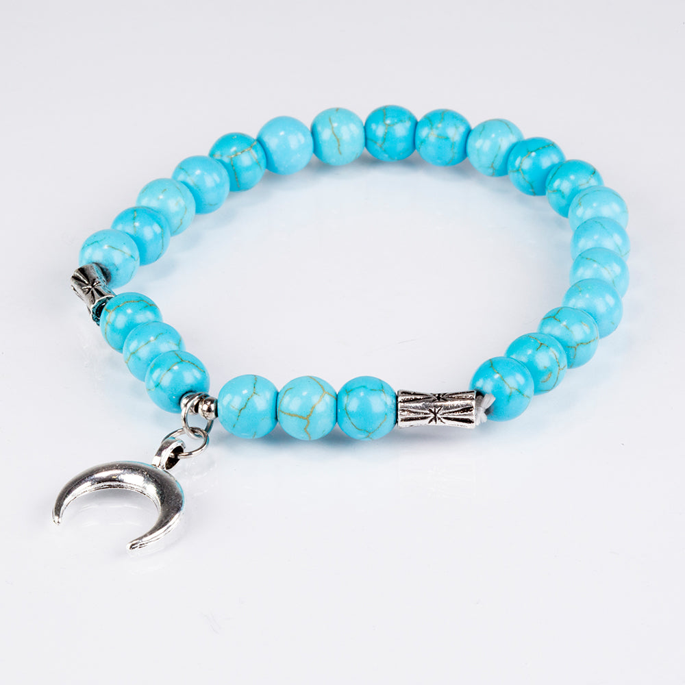Conjunto de Aleación Bañado en Oro con Turquesa ( Collar +Pulsera )