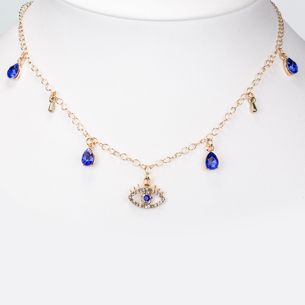Collar de Aleación Bañado en Oro con Cristal Emporia® Azul 1 