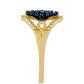 Anillo de Plata Bañada en Oro con Diamante Azul
