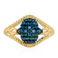 Anillo de Plata Bañada en Oro con Diamante Azul