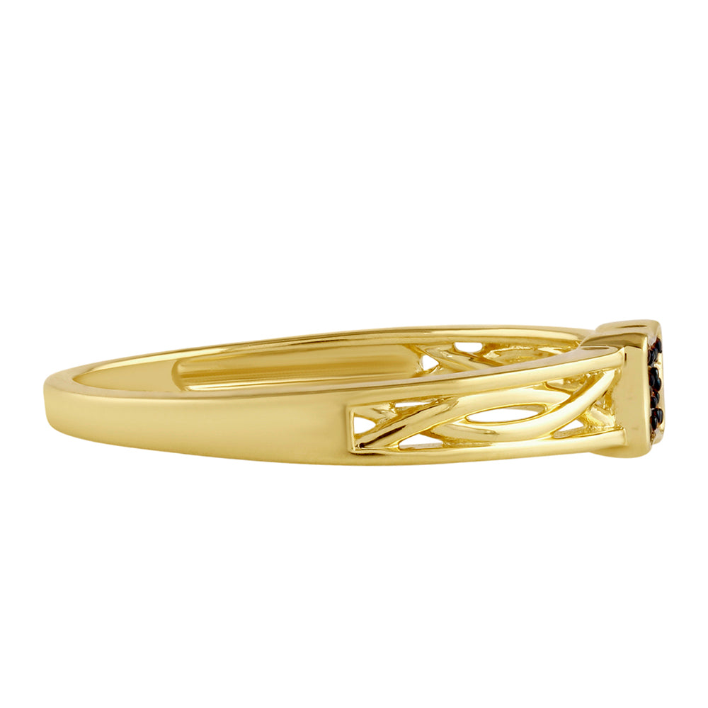 Anillo de Plata Bañada en Oro con Diamante Azul 2 