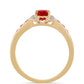 Anillo de Oro 9K con Rubí de Madagascar y Zircón Blanco