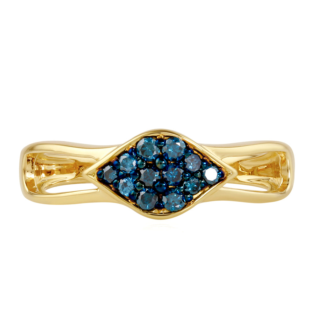 Anillo de Plata Bañada en Oro con Diamante Azul 1 