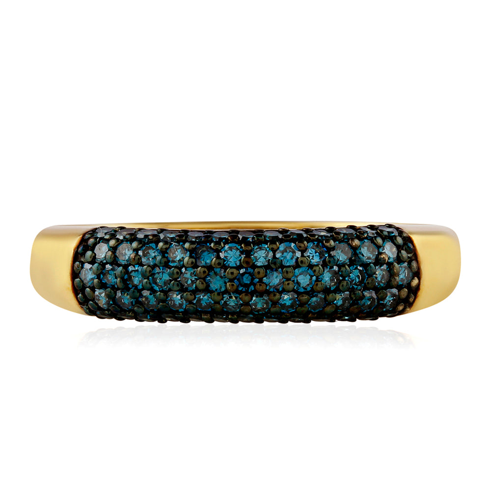 Anillo de Plata Bañada en Oro con Diamante Azul