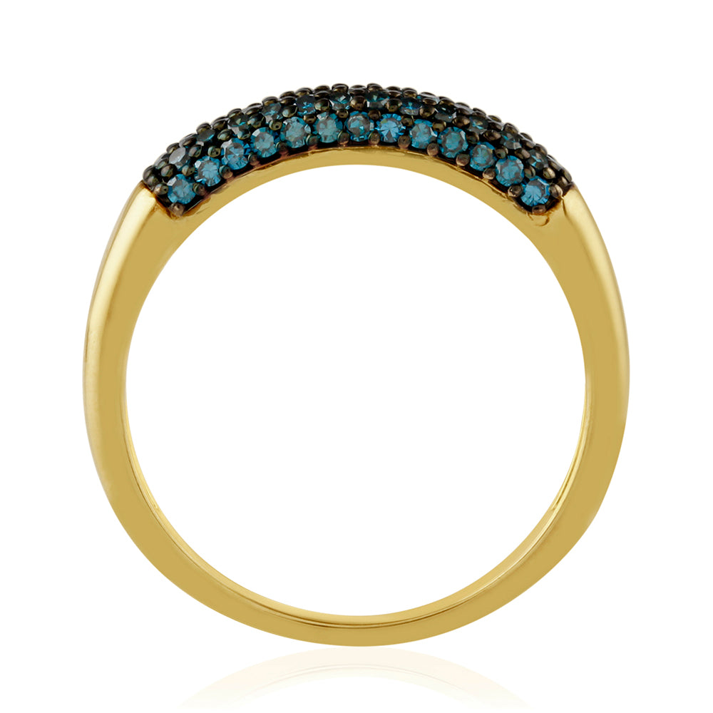 Anillo de Plata Bañada en Oro con Diamante Azul 4 