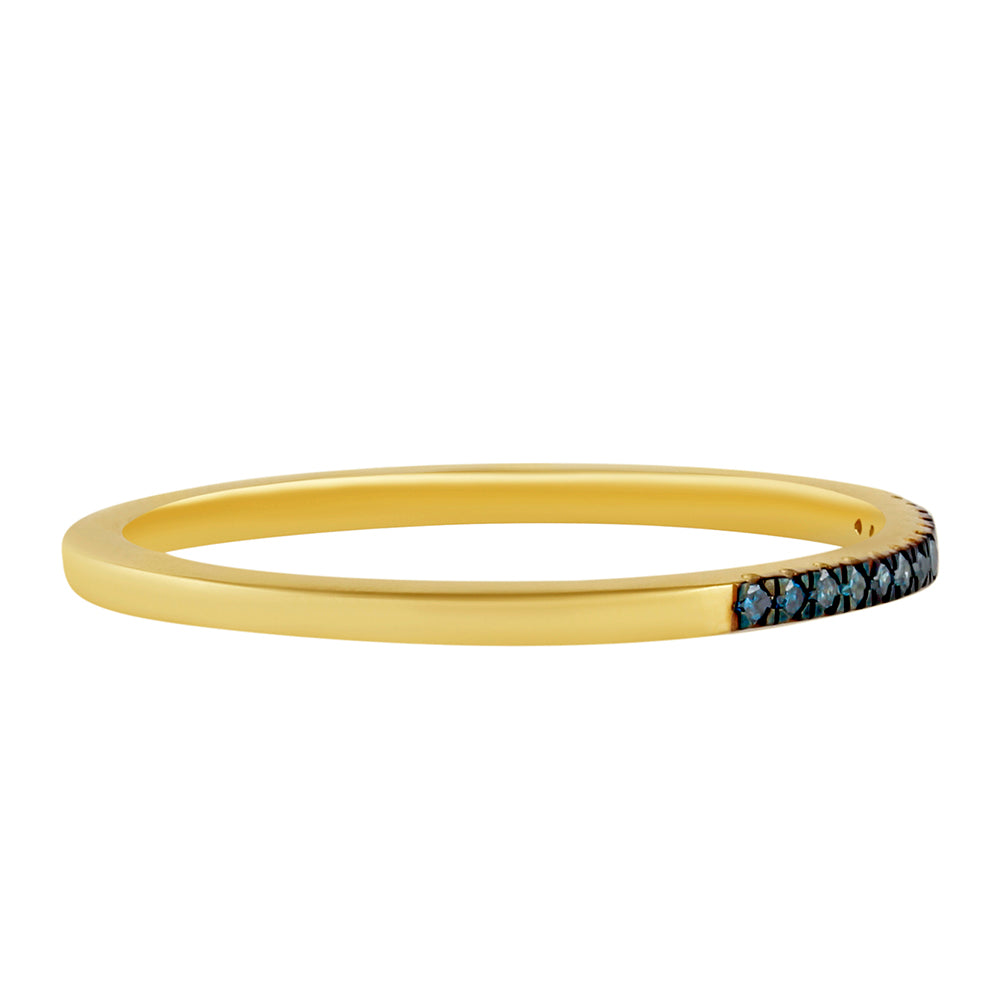 Anillo de Plata Bañada en Oro con Diamante Azul 2 