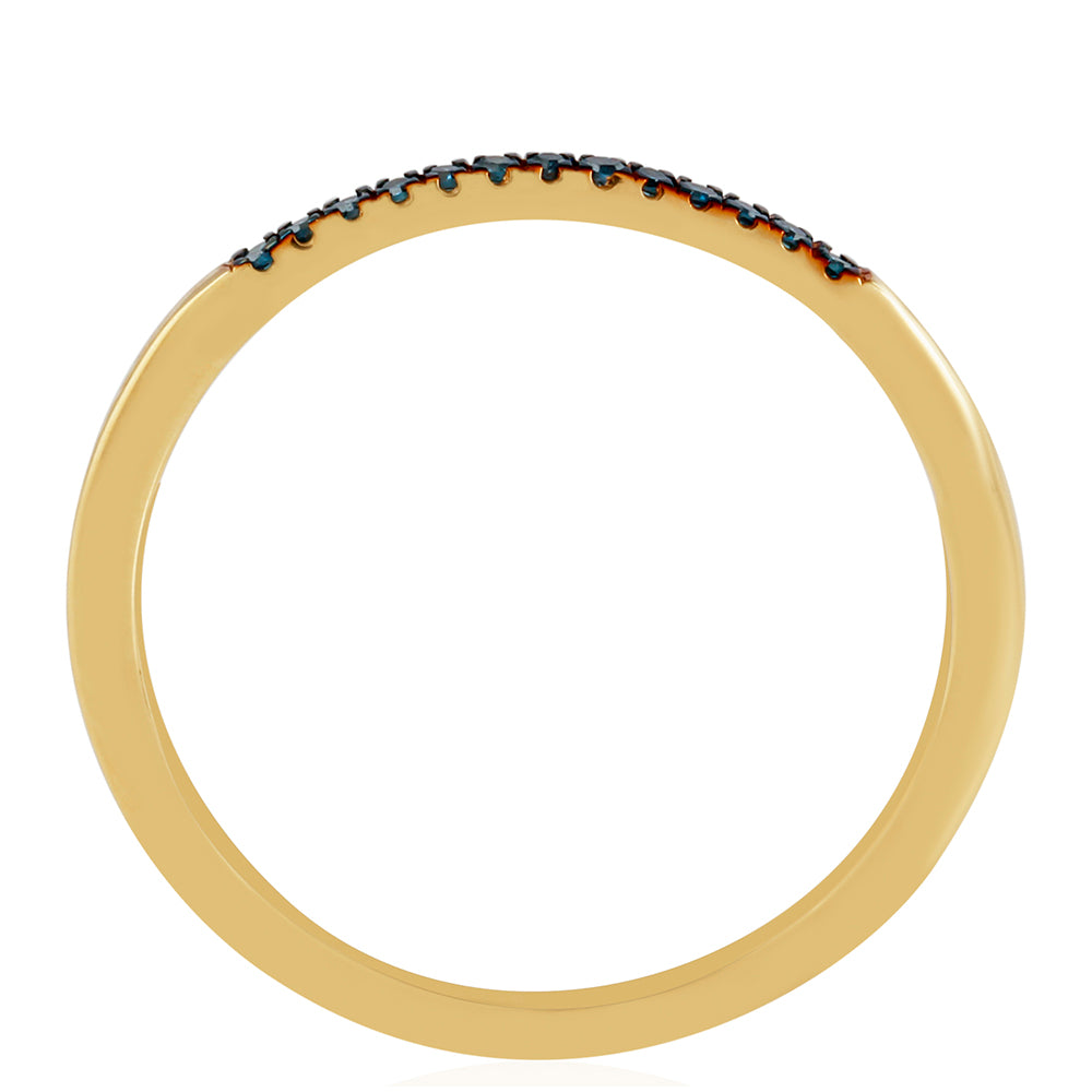 Anillo de Plata Bañada en Oro con Diamante Azul
