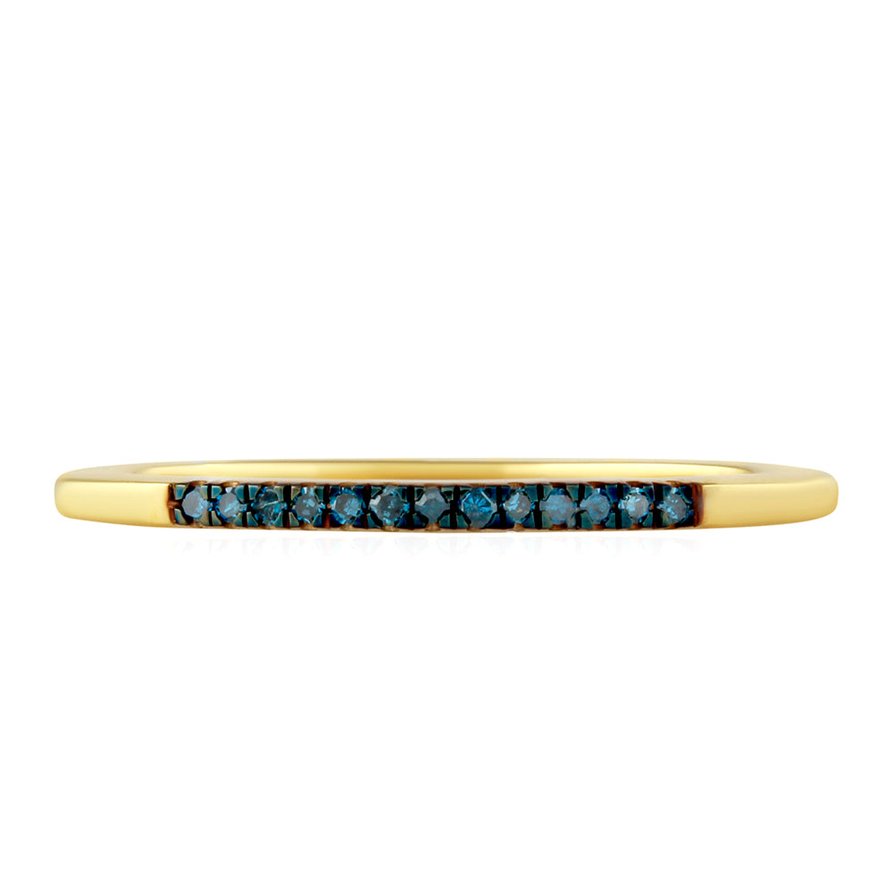 Anillo de Plata Bañada en Oro con Diamante Azul 1 