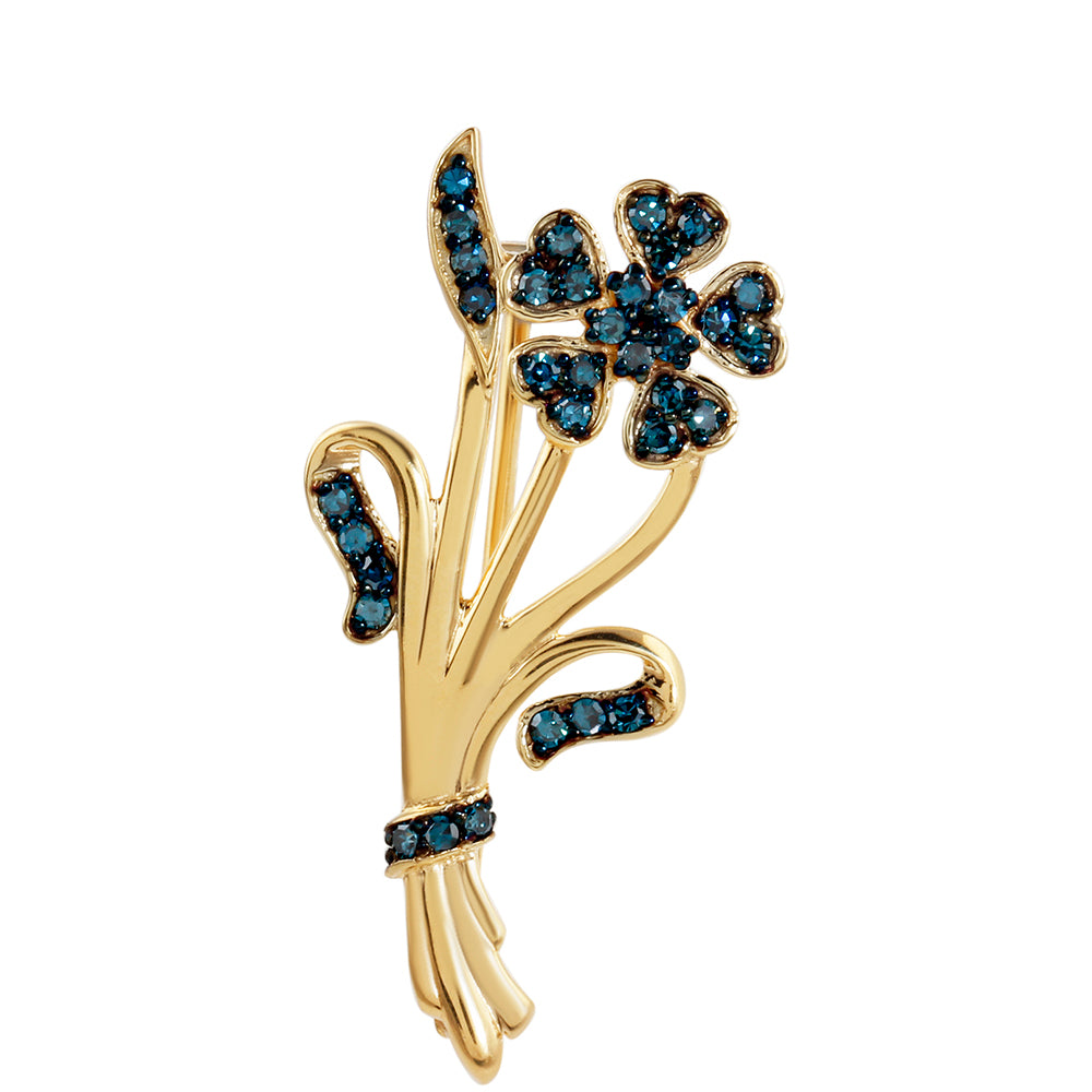 Broche de Plata Bañada en Oro con Diamante Azul 1 
