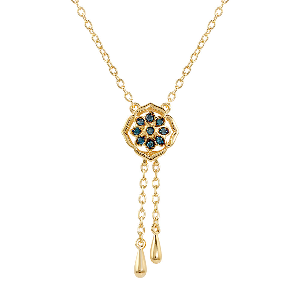 Collar de Plata Bañada en Oro con Diamante Azul 1 