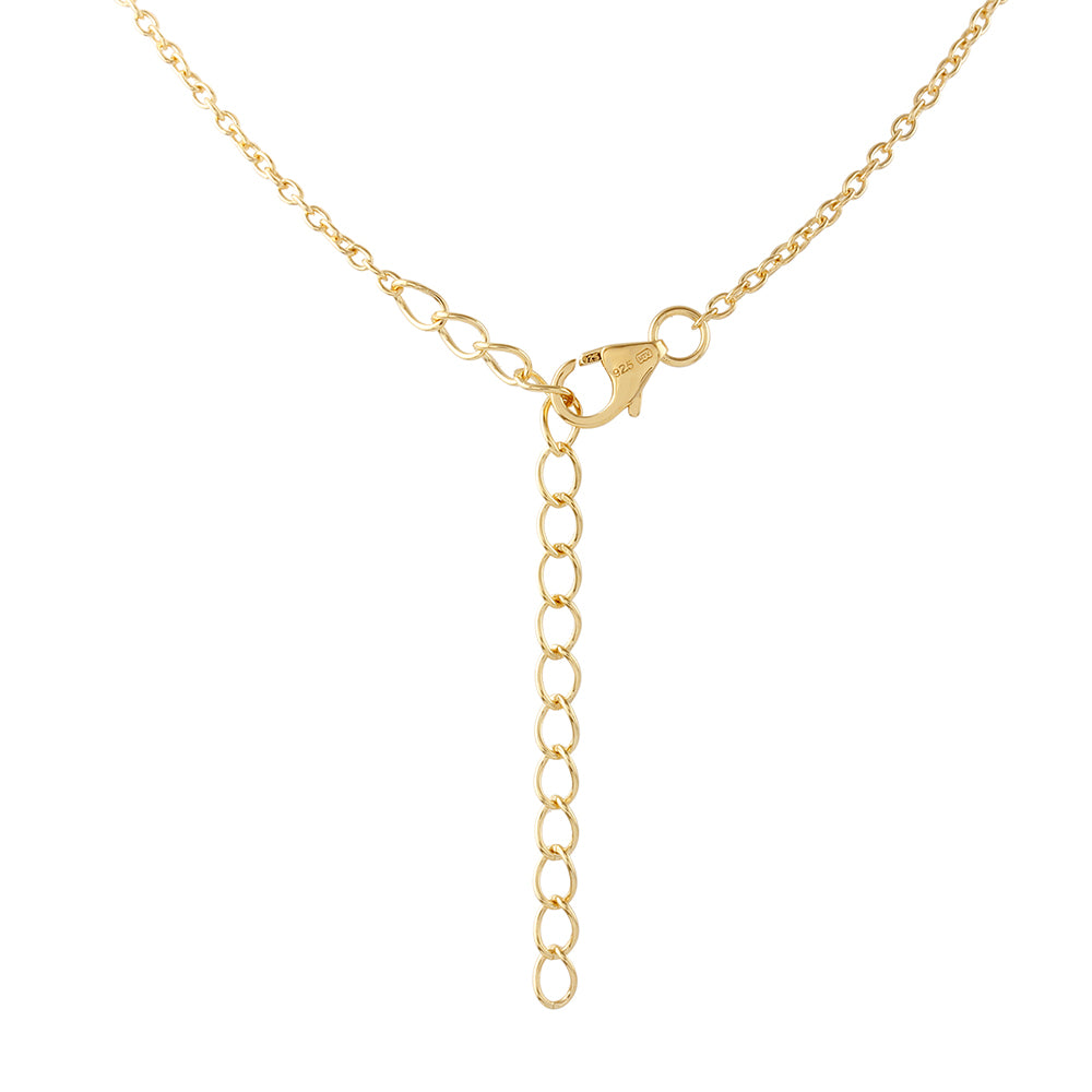 Collar de Plata Bañada en Oro con Diamante Azul