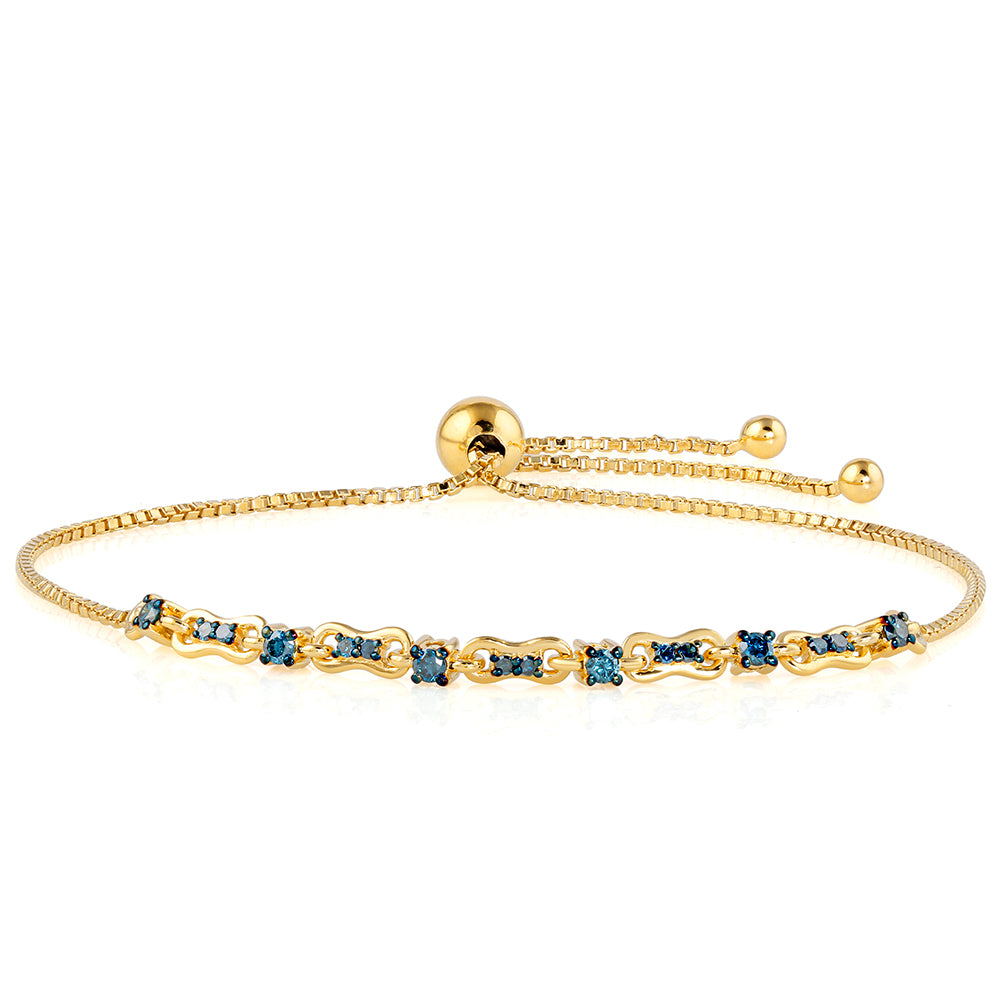Pulsera de Plata Bañada en Oro con Diamante Azul 1 