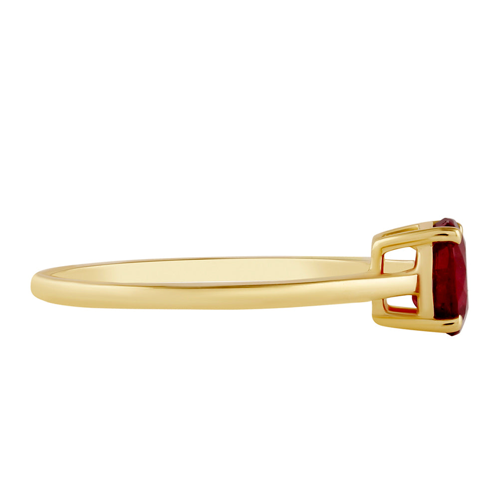 Anillo de Plata Bañada en Oro con Rubí de Tailandia